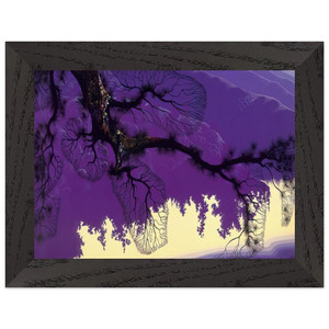 Eyvind Earle  Purple Coastline Premium Wooden Framed Art Print / Poster