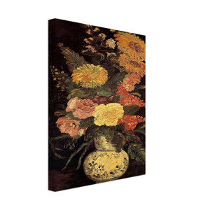 Vincent van Gogh  Vase with Asters Salvia and Other Flowers Canvas