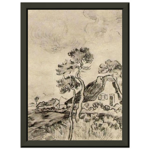 Vincent van Gogh  Cottages and Trees Premium Metal Framed Art Print / Poster