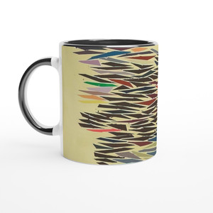 Robert Goodnough Yellow Abstract Ceramic Mug with Color Inside