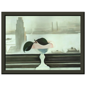 Georgia O'Keeffe Pink Dish Green Leaves Metal Framed Print/Poster