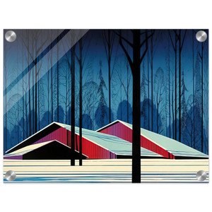 Eyvind Earle  Winter Barns Acrylic Print