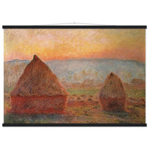 Claude Monet Grainstacks at Giverny Sunset Matte Paper Poster Hanger