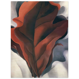 Georgia OKeeffe  Large Dark Red Leaves on White Wood Print