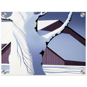 Eyvind Earle  Red Barn and Tree Trunk Acrylic Print