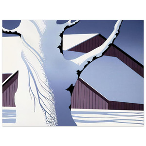 Eyvind Earle  Red Barn and Tree Trunk Aluminum Print