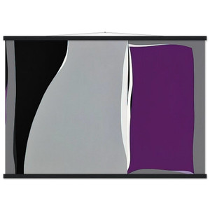 Karl Benjamin: 1960 Black Gray Purple Curves Poster with Hanger