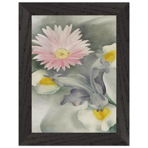 Georgia OKeeffe  Pink Daisy with Iris Premium Wooden Framed Art Print / Poster