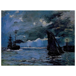 claude monet  Seascape Night Effect Wood Print
