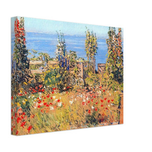 Childe Hassam  Hollyhocks Isles of Shoals Canvas