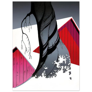 Eyvind Earle  Red Barn and Grey Sky Aluminum Print