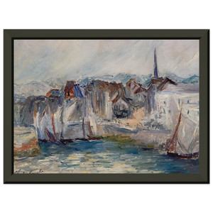 claude monet Boats Honfleur Port Premium Metal Framed Art Print Poster