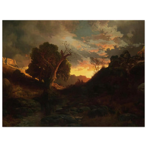 Thomas Moran  The Evening Hunter Wood Print