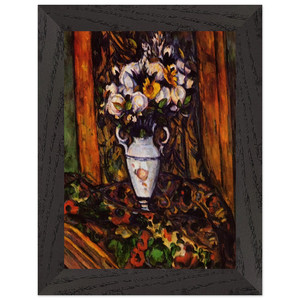 Paul Cezanne Still Life Vase with Flowers Premium Wooden Framed Art Print/Poster