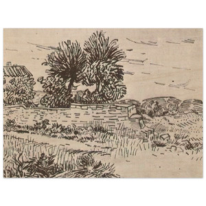Vincent van Gogh  Landscape with the Wall of a Farm Wood Print