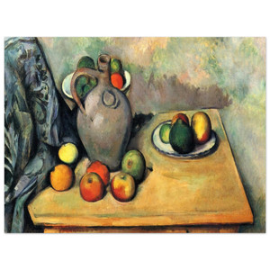 Paul Cezanne  Still life jug and fruit on a table Aluminum Print