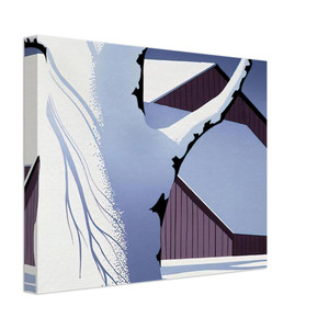 Eyvind Earle  Red Barn and Tree Trunk Canvas