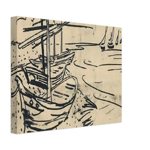 Vincent van Gogh  Fishing Boats on the Beach Canvas