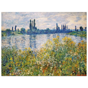 claude monet  Flowers on the Banks of Seine near Vetheuil Wood Print