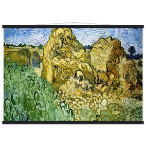 Vincent van Gogh Field with Stacks of Wheat Matte Poster with Hanger