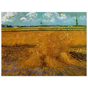 Vincent van Gogh  Wheatfield with Sheaves Wood Print
