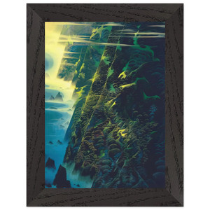 Eyvind Earle  Jeweled Cliffs Premium Wooden Framed Art Print / Poster