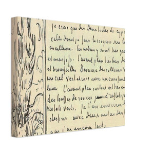 Vincent van Gogh  Cypresses Sketch on a Letter to Theo Van Gogh Canvas