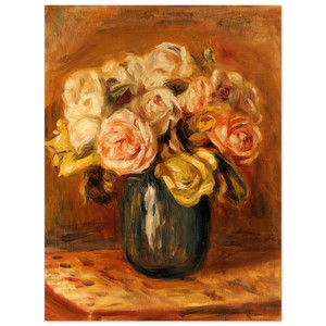 PierreAuguste Renoir  Roses in a Blue Vase Aluminum Print