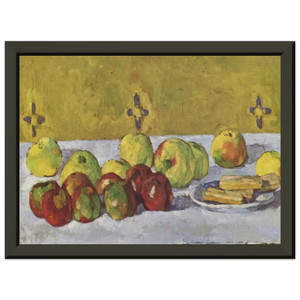 Cezanne Still Life Apples Biscuits Premium Metal Framed Art Print / Poster