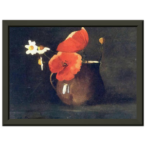 Odilon Redon  FLOWERS IN GREEN VASE Premium Metal Framed Art Print / Poster