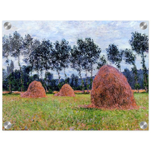 claude monet  Haystacks Overcast Day Acrylic Print