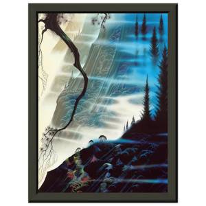 Eyvind Earle  Sea Cliffs and Redwoods Premium Metal Framed Art Print / Poster