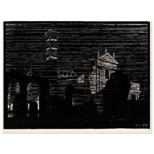 MC Escher  NOCTURNAL ROME 2 Wood Print