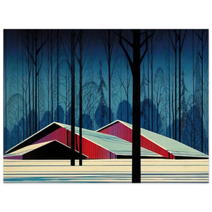 Eyvind Earle  Winter Barns Wood Print