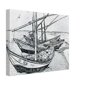Vincent van Gogh  Fishing boats on the Beach at Les SaintesMariesdelaMer Canvas