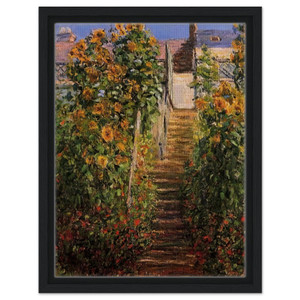 claude monet  The Steps at Vetheuil Framed Canvas