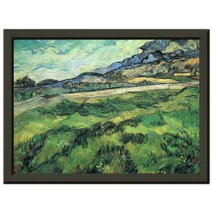 Van Gogh Green Wheatfield behind Asylum Premium Metal Framed Art Print Poster