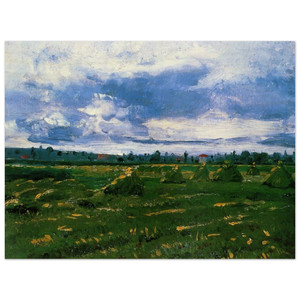 Vincent van Gogh  Wheat Fields with Stacks Wood Print