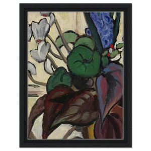 Gabriele Munter  BLUMEN AUF WEI ZYKLAMEN UND HYAZINTHE 1934 Framed Canvas