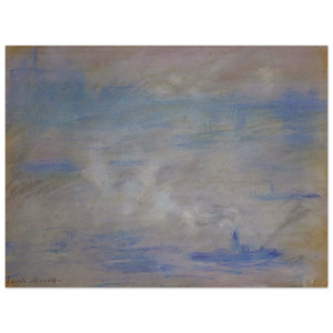 claude monet  Boats on the Thames Fog Effect Wood Print
