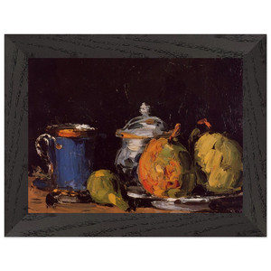Cezanne Sugar Bowl Pears Blue Cup Premium Wooden Framed Art Print / Poster
