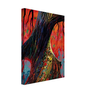 Eyvind Earle  Fire red and gold Canvas