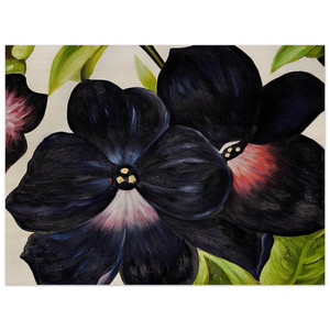 Georgia OKeeffe  Black and Purple Petunias Wood Print
