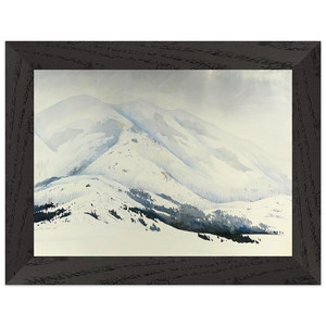 Eyvind Earle  Snowy Mountain Premium Wooden Framed Art Print / Poster