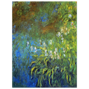 claude monet  Iris at the SeaRose Pond Wood Print
