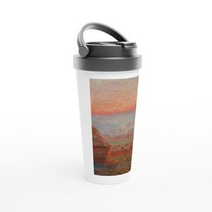 claude monet - Haystacks at Giverny the Evening Sun Travel Mug