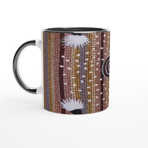 Clifford Possum - Bush Plum Dreaming - Native Art Ceramic Mug with Color Inside