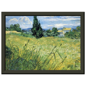 Van Gogh Green Wheat Field with Cypress Metal Framed Art Print Poster