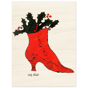 Andy Warhol  Untitled  red Boot Wit Holly  Wood Print