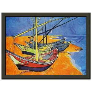 Vincent van Gogh Fishing Boats SaintesMaries Metal Framed Art Print Poster